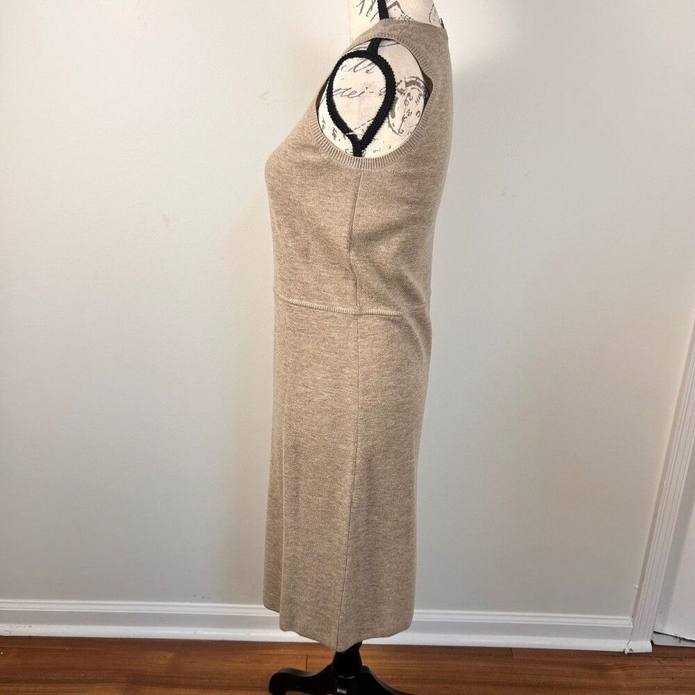 Worth New York Knit Dress Womens Petite P Beige 100% Wool Sleeveless Midi - Picture 5 of 10